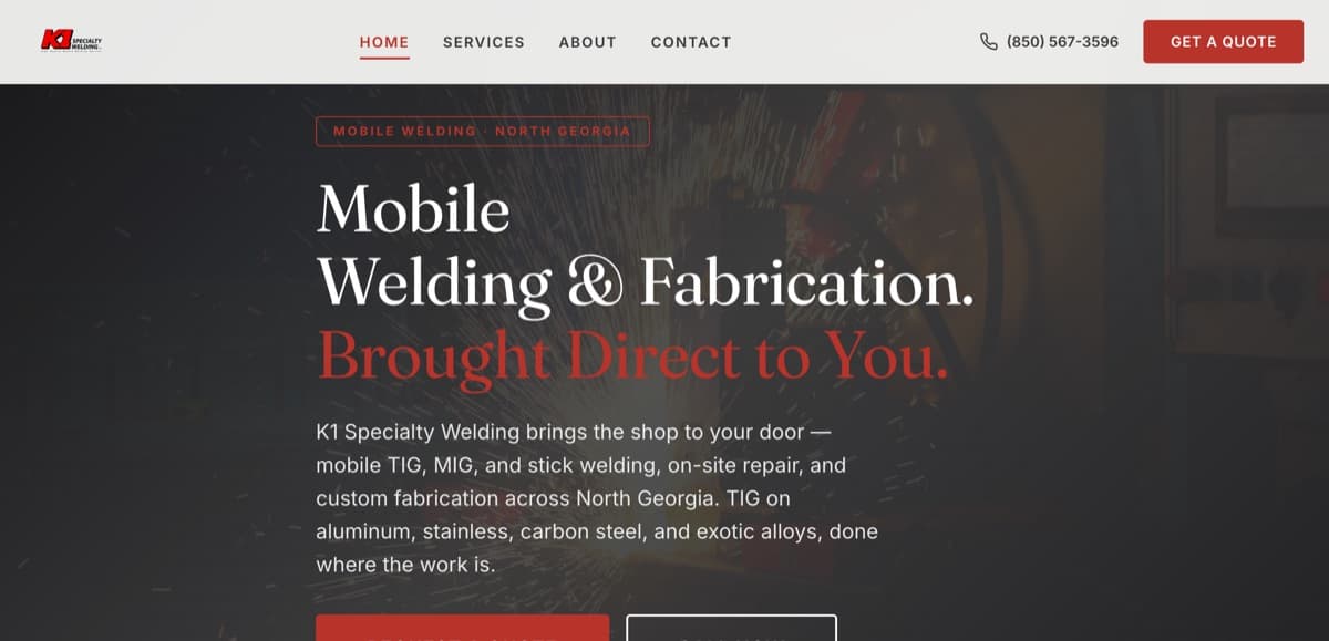 K1 Specialty Welding — screenshot